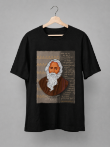 rabindranath tagore intricate line art black t shirt | premium monochrome portrait graphic tee