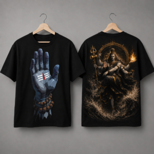 mahadev front & back graphic t shirt – black