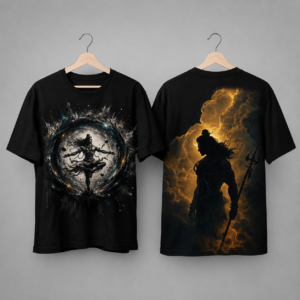cosmic mahadev front & back graphic t shirt – black