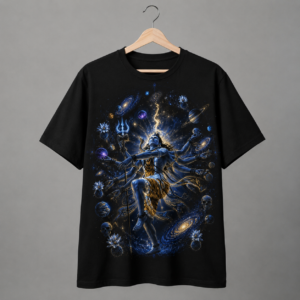 cosmic nataraja graphic t shirt | lord shiva universe artwork | premium cotton