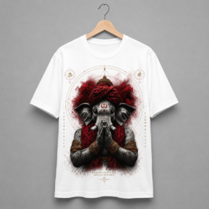 divine lord ganesha graphic t shirt | vighnaharta spiritual artwork | premium cotton